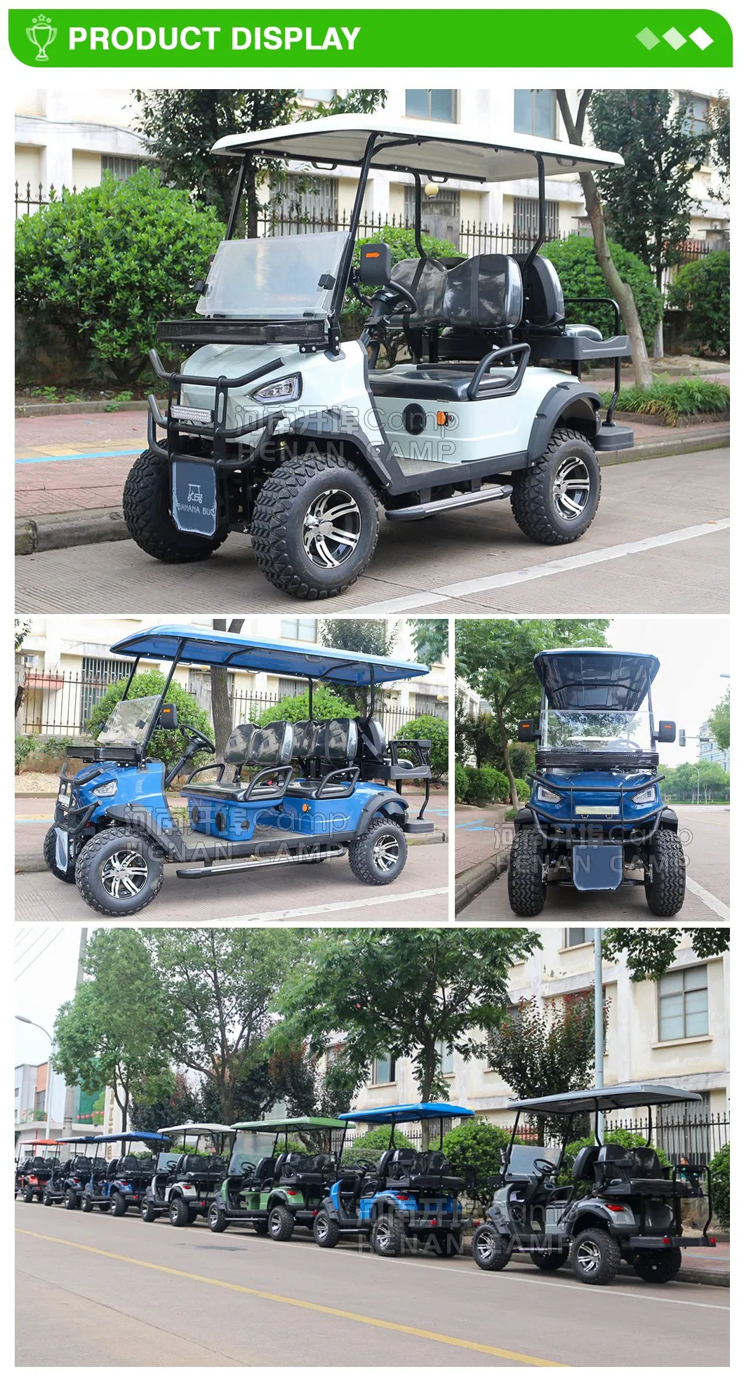 2024 Carrinho de Golfe Personalizado 72V 4 Lugares ou Carrinhos de Golfe a Gasolina