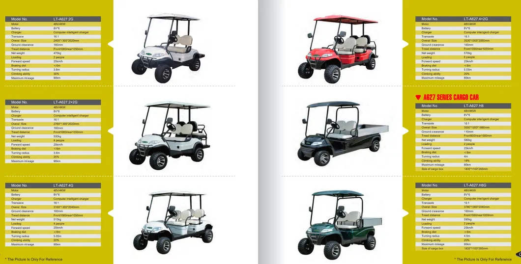 Carrinho de golfe elétrico confiável e duradouro para uso ao ar livre
