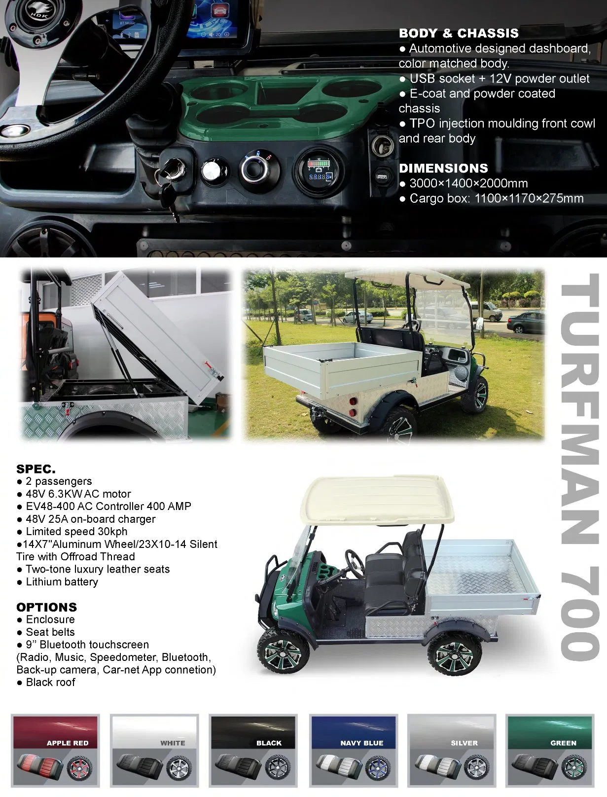 Hdk Novo UTV 2 Lugar Buggy Carrinho de Golfe Veículo Utilitário