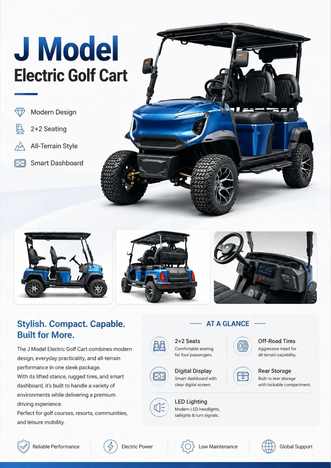 Conector Inteligente 4 Carro de Golfe para Passageiros com Sistema de Gestão de Frota GPS 72V Carrinho de Golfe Elétrico com Motor AC de Lítio