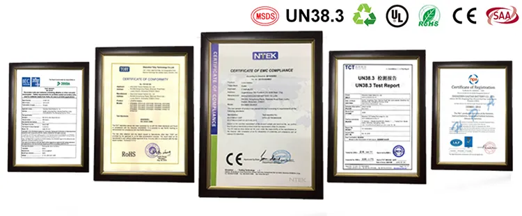 Certificados de Qualidade da Bateria