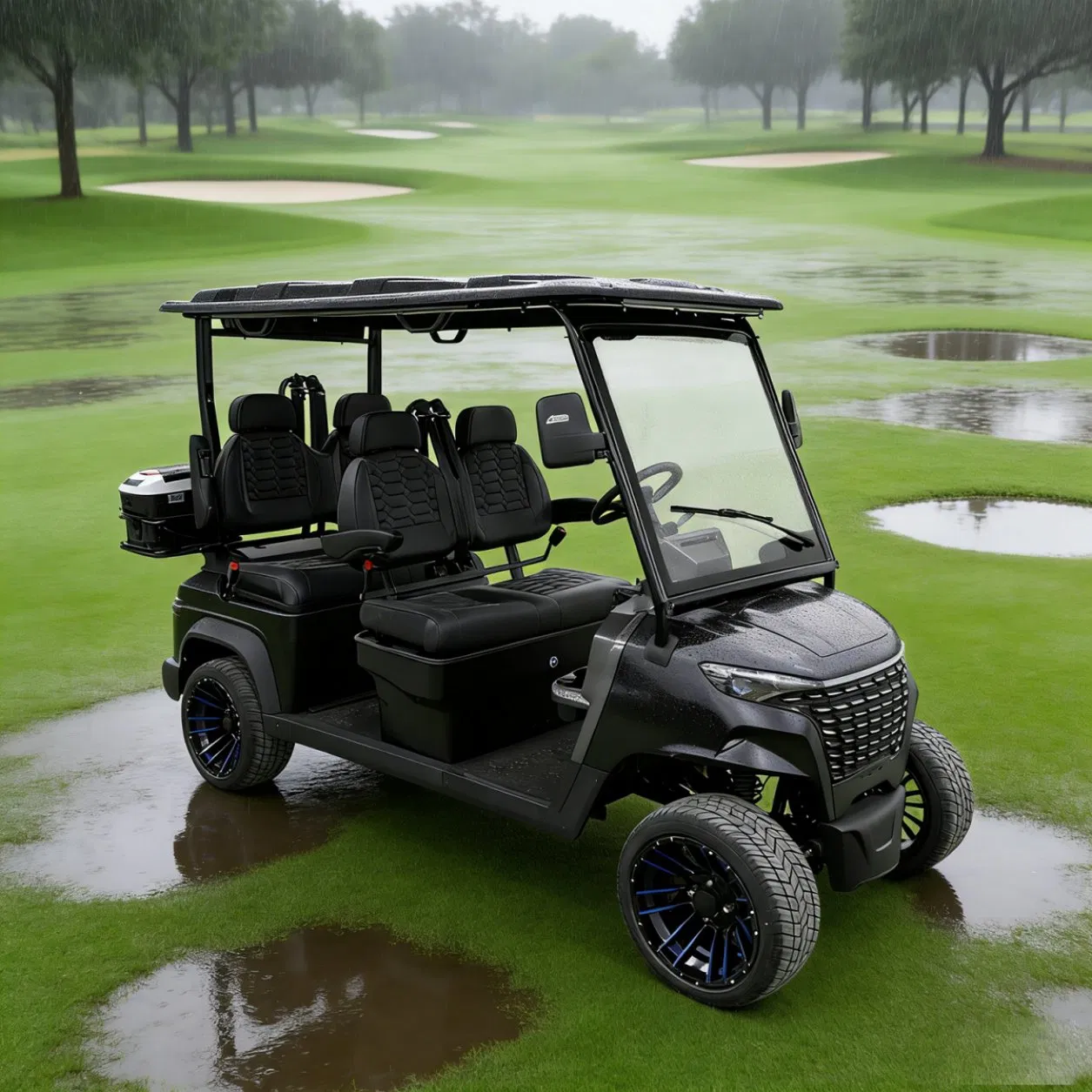 Assentos de Luxo Mais Largos Casco Preto Modelo 4 Carrinho de Golfe Elétrico com Assento Frontal