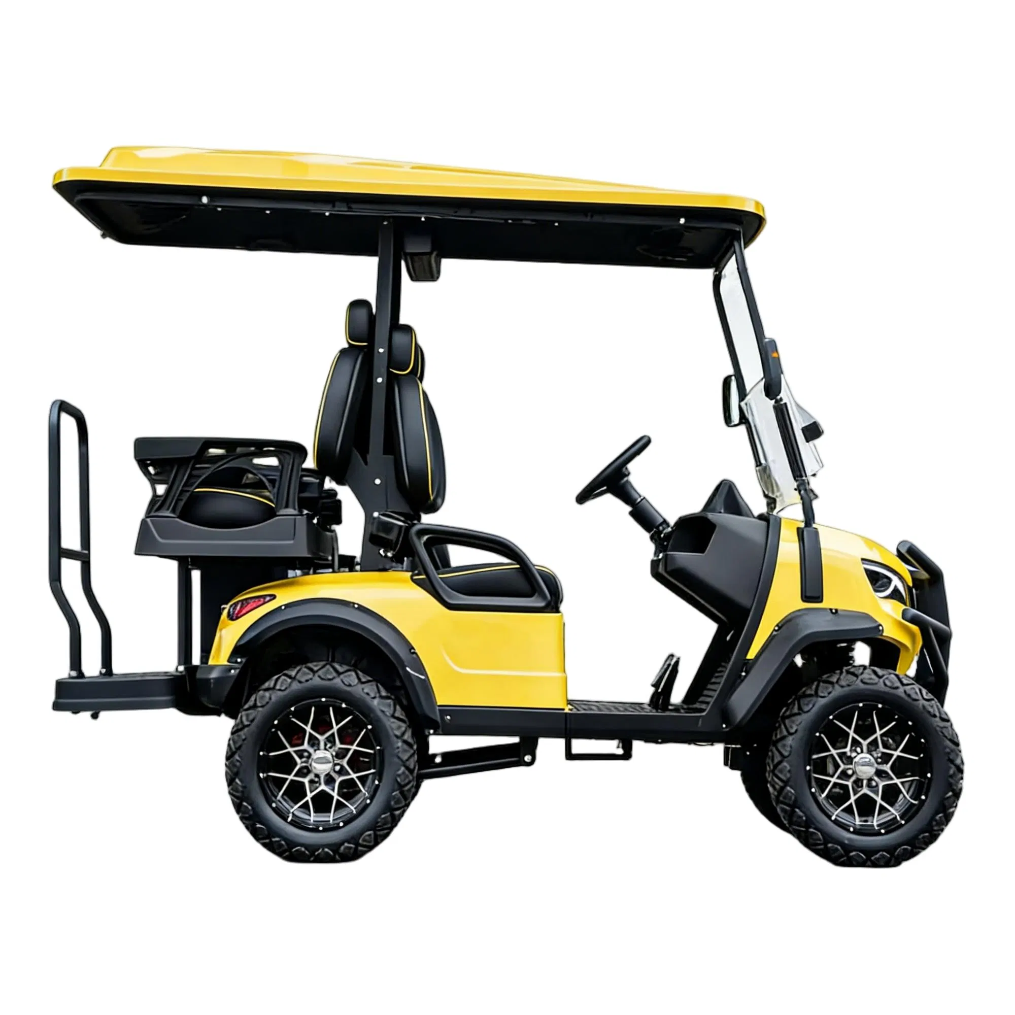 4-Seater Buggy de Golfe Bumblebee Carrinho de Golfe Elétrico com Acessórios de Luxo Personalizados Baterias de Lítio Carrinhos de Golfe para Campo de Golfe Passeios Off-Road e Transporte em Resort
