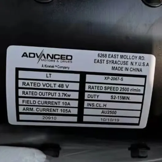 XP-2067-S Kds 3.7kw Motor 48V para Carrinho de Golfe Lvtong Motor DC com Curtis 1266A-5201