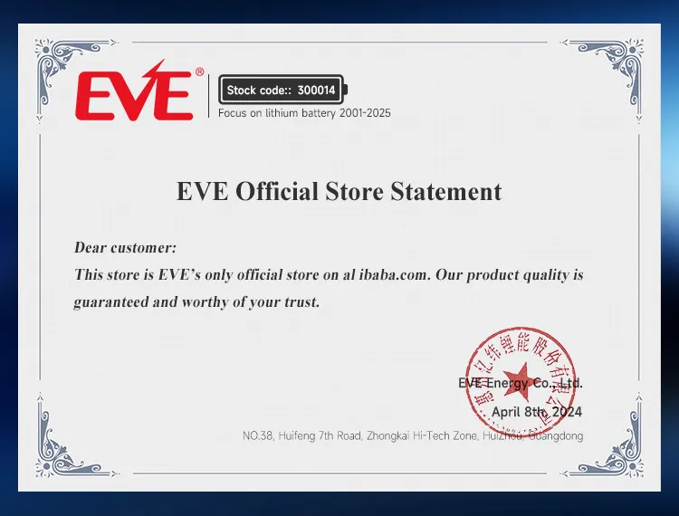 Eve A41-V3 122ah 3.2V LiFePO4 Bateria