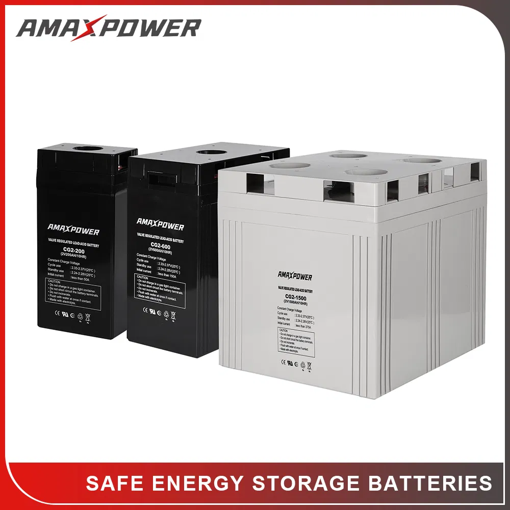 Bateria VRLA AGM Amaxpower 2V/6V/12V/24V/48V Selada de Chumbo Ácido para Armazenamento Solar/UPS, Iluminação de Backup, Telecomunicações, Ferramentas Elétricas, Carrinho de Golfe, Bomba de Água
