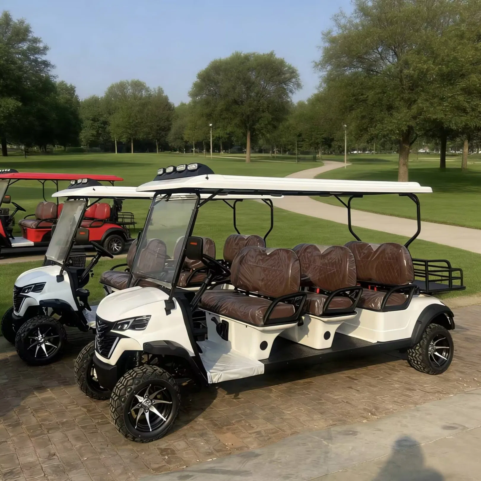 Carrinho de Golfe Elétrico de Quatro Rodas de Alta Capacidade, Veículo Poderoso para Uso em Campos de Golfe