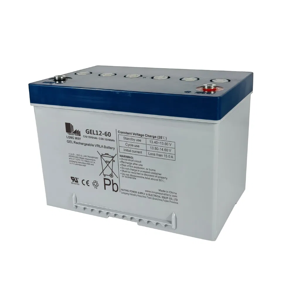 Gel12V60ah Baterias de Chumbo Ácido Recarregáveis para Cadeira de Rodas Elétrica, Scooter de Mobilidade Elétrica, Carro de Patrulha, Carrinho de Golfe, Sistema Solar e de Armazenamento de Energia