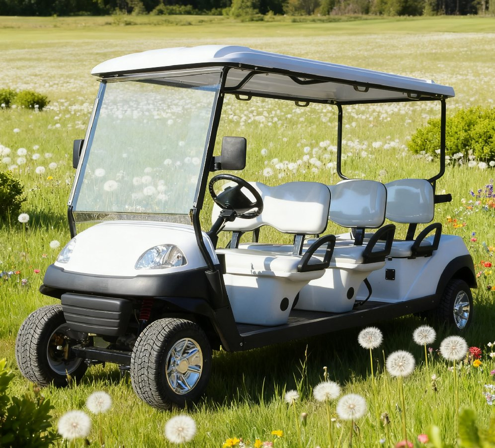 Carrinho de Golfe Branco Espaçoso 4-Passenger para Uso em Resort e Golfe