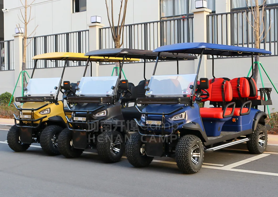 Alta Qualidade 72V Lítio 6 Assento Carrinho de Golfe Elétrico Movido a Gasolina Elevado 4+2 Passageiro Gasolina Carrinho de Golfe