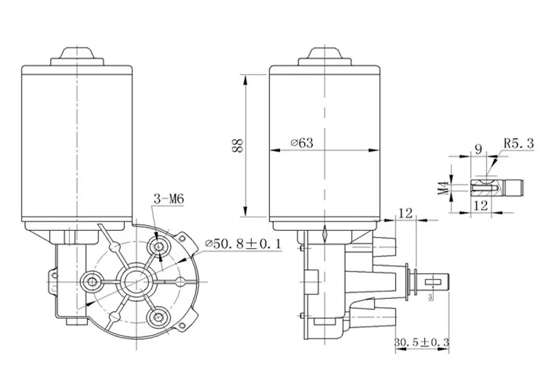 Motor de limpador de para-brisa DC com alta torque e baixa rotação para carrinho de golfe e ferramentas elétricas com EMC/Nova Energia Auto