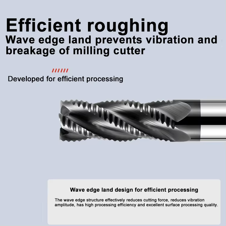 Coarse Pitch Solid Carbide 4 Flutes Roughing End Mill TiAlN Coated for Mold Making High MRR OEM/ODM