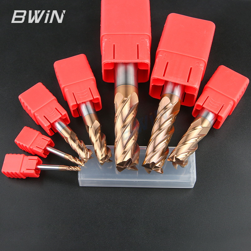 HRC55 Tungsten Carbide Square End Mill 4 Flute Flat EndMill For Alloy Steel TiSiN Nano Coated CNC Metal Cutting Tools