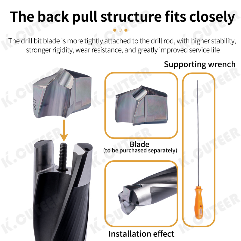 Rear Pull Crown Drill U Drill High-Precision Deep Hole Drilling Tungsten Carbide Plastic Twist Bits
