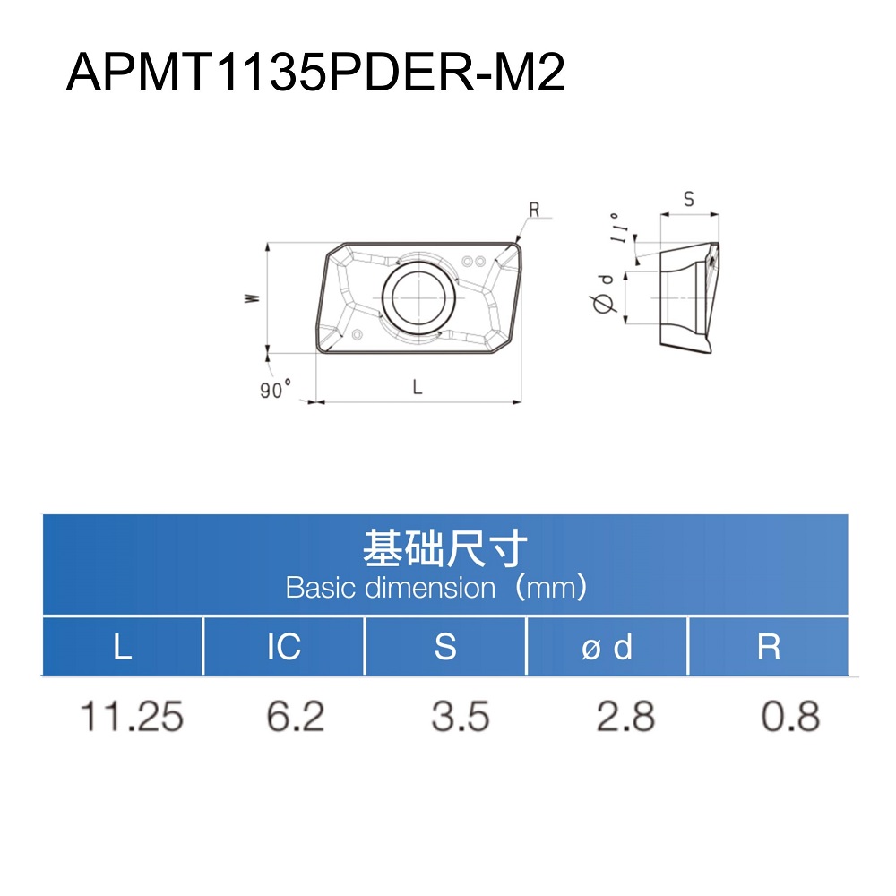 DLT APMT1135PDER-M2 Carbide Milling Inserts CNC Indexable Milling Blade For Steel Wear Resistant Cutting Tools