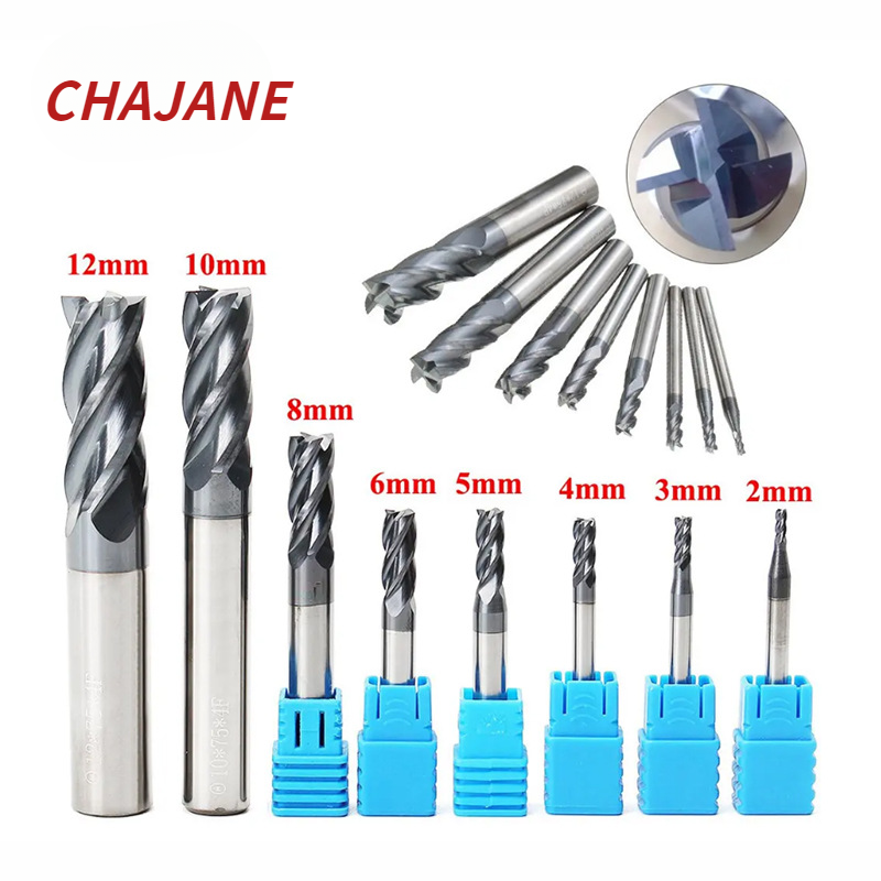 CHAJANE HRC55 4-Flute Carbide End Mill - High Precision &le;0.005mm TiAlN Coated RoHS Certified CNC Cutter