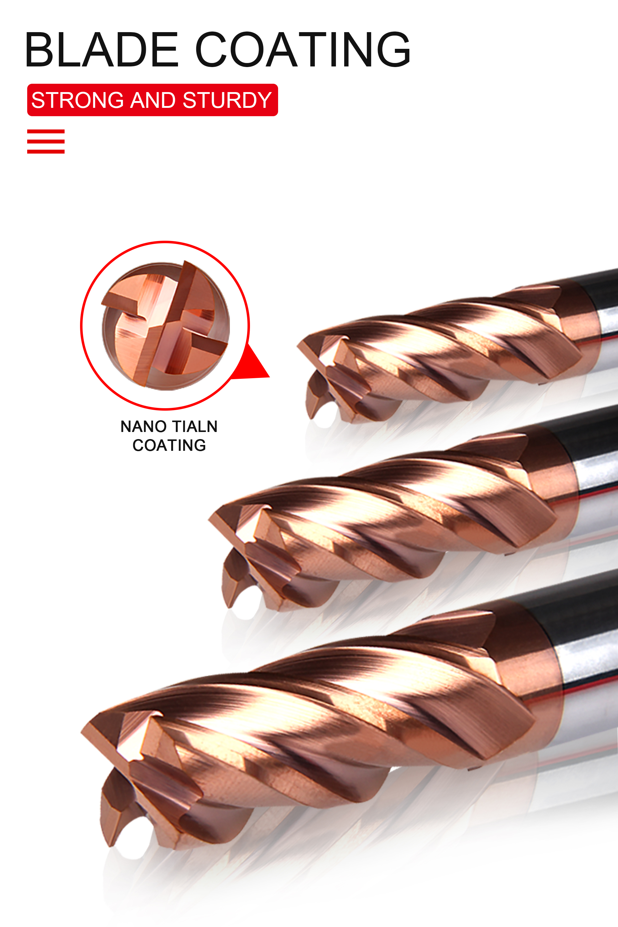 4 Flute CNC Machining Use Cutting Tools Tungsten Carbide End Mill Flat Milling Cutters