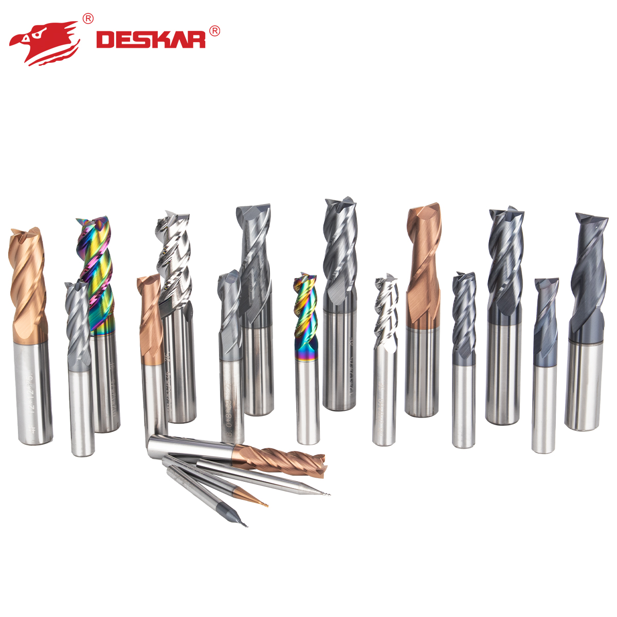For DESKAR Customizable 4-Flute Tungsten Steel End Mill Cutting Tool CNC Carbide Endmill Cutter Flat Cutting Feature OEM Support