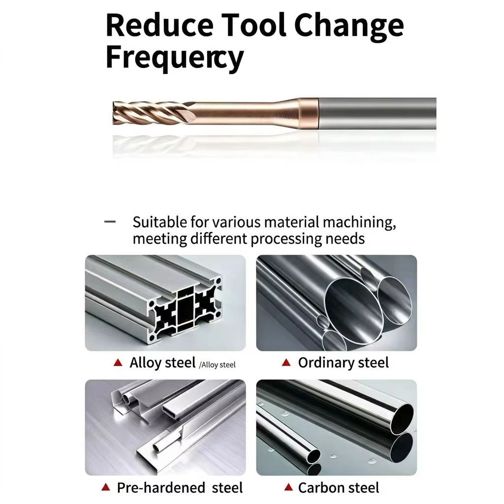 Single Flute Micro Milling Cutter, 1mm Cutting Dia, 6-25mm Blade Length, 4mm Shank 50mm OAL for High Precision CNC Machining