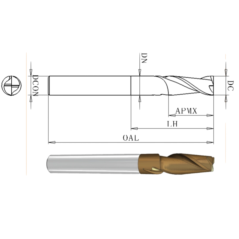 Customizable 2-Flute Long Neck Carbide End Mill TiAlN Coating 1/8"-1/2" LOC for Deep Pocket Milling Straight Shank ODM OEM