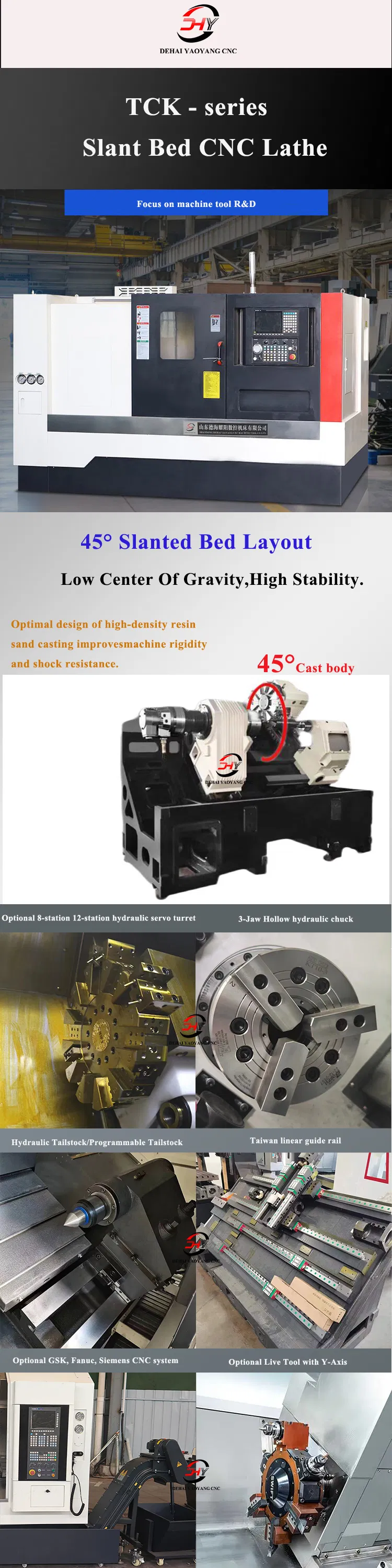 Slant Bed CNC Lathe Tck56y Fanuc GSK System with Tailstock Y Axis