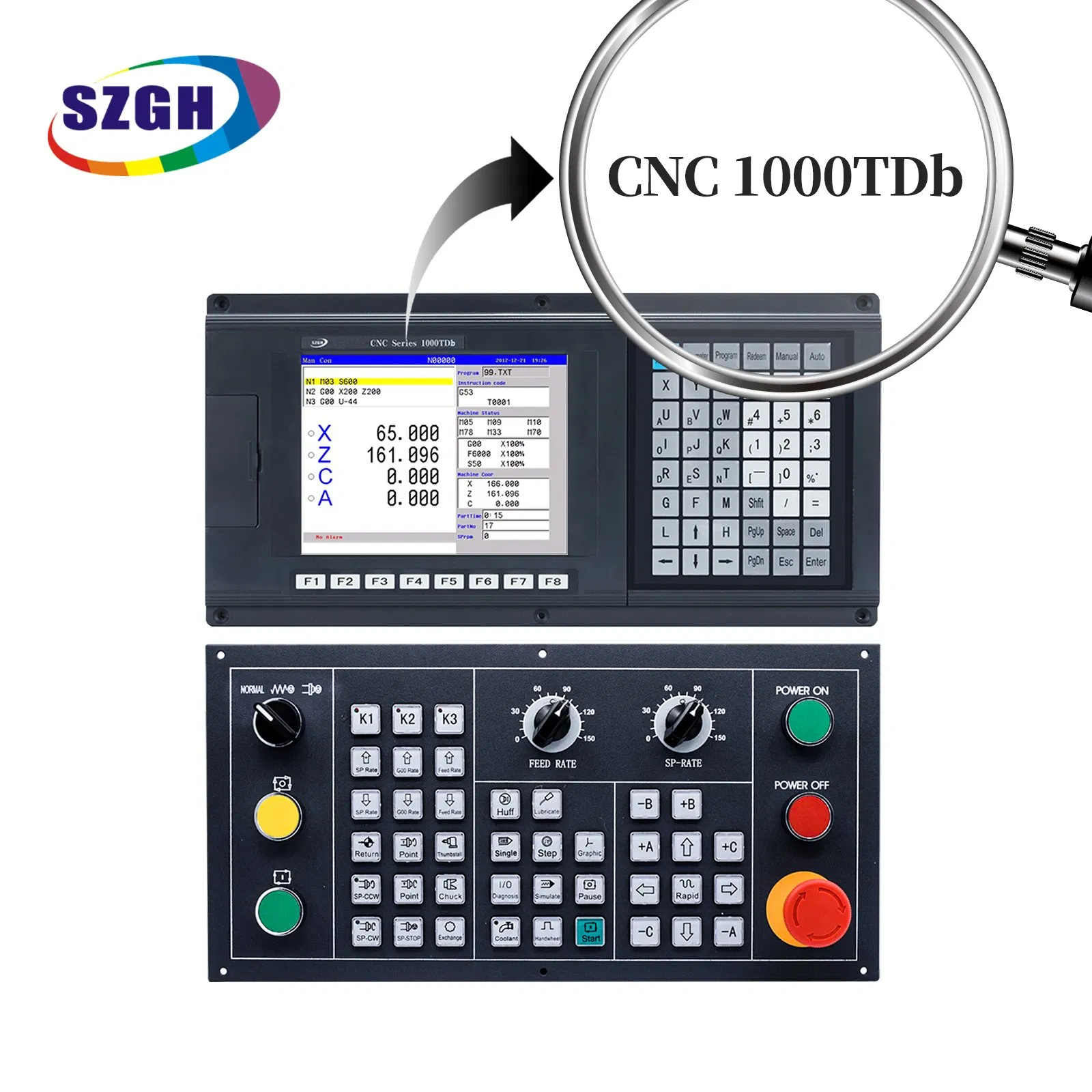SZGH 2 Axis Turning Controller Motion Control System with AC Servo Motor Driver and Spindle Servo Motor Driver for CNC Machine