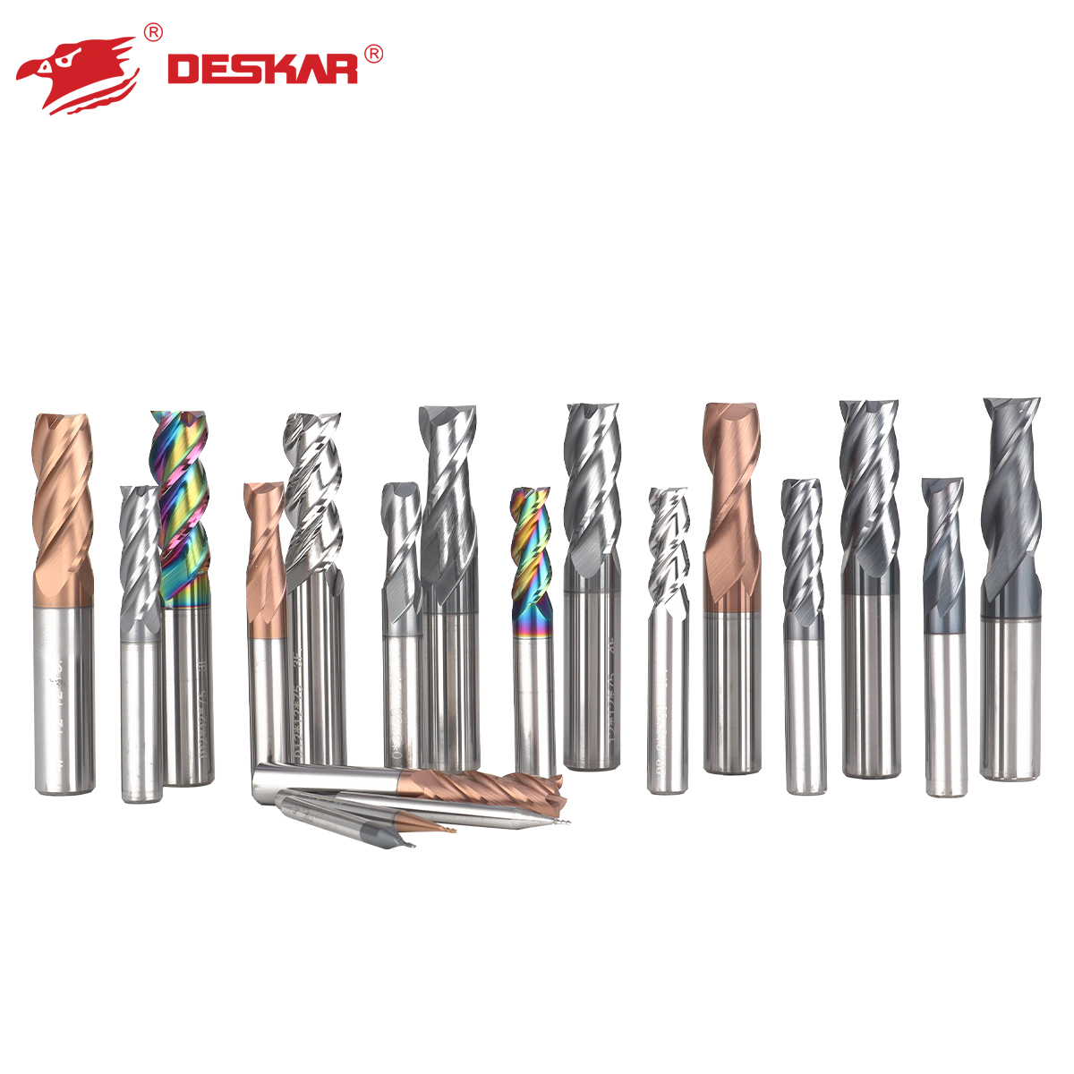 For DESKAR Customizable 4-Flute Tungsten Steel End Mill Cutting Tool CNC Carbide Endmill Cutter Flat Cutting Feature OEM Support