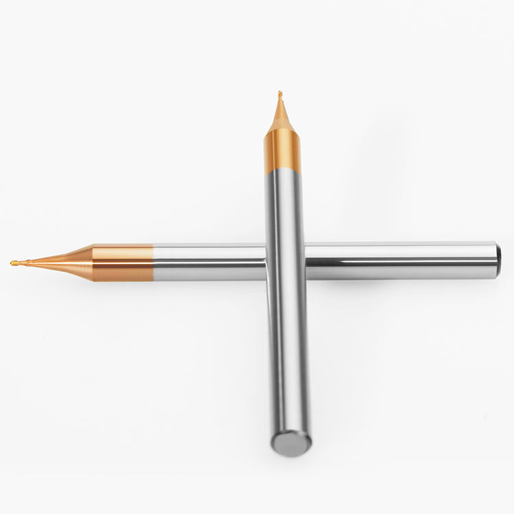 HRC60 2-Flute Bronze Coated Precision Steel Cutter Micro Ball Nose End Mill for Steel