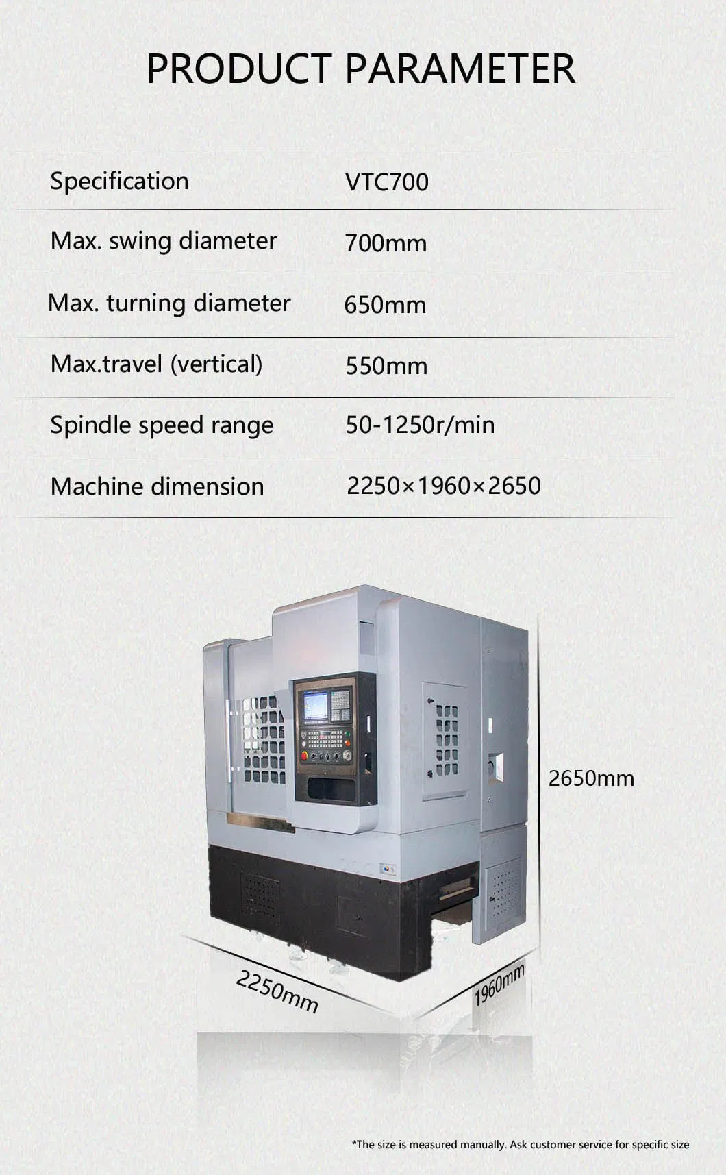 Vtc700 CNC Vertical Lathe Machine Fanuc System for Automotive Wheel Hub Machining