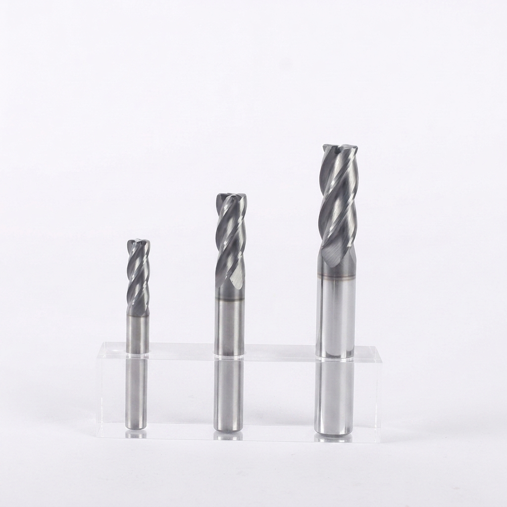 TiAlN Coated 4 Flute Corner Radius Carbide Milling Cutter, High Accuracy Roughing Tool for CNC Machining Center Metal Processing