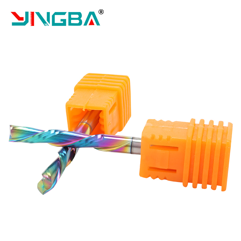 YINGBA Endmill Carbide Hrc55 2 Flute Down Cut Spiral End Mill Custom Cutting Tool Cnc End Mill Cnc End Mill Router Bits for Wood
