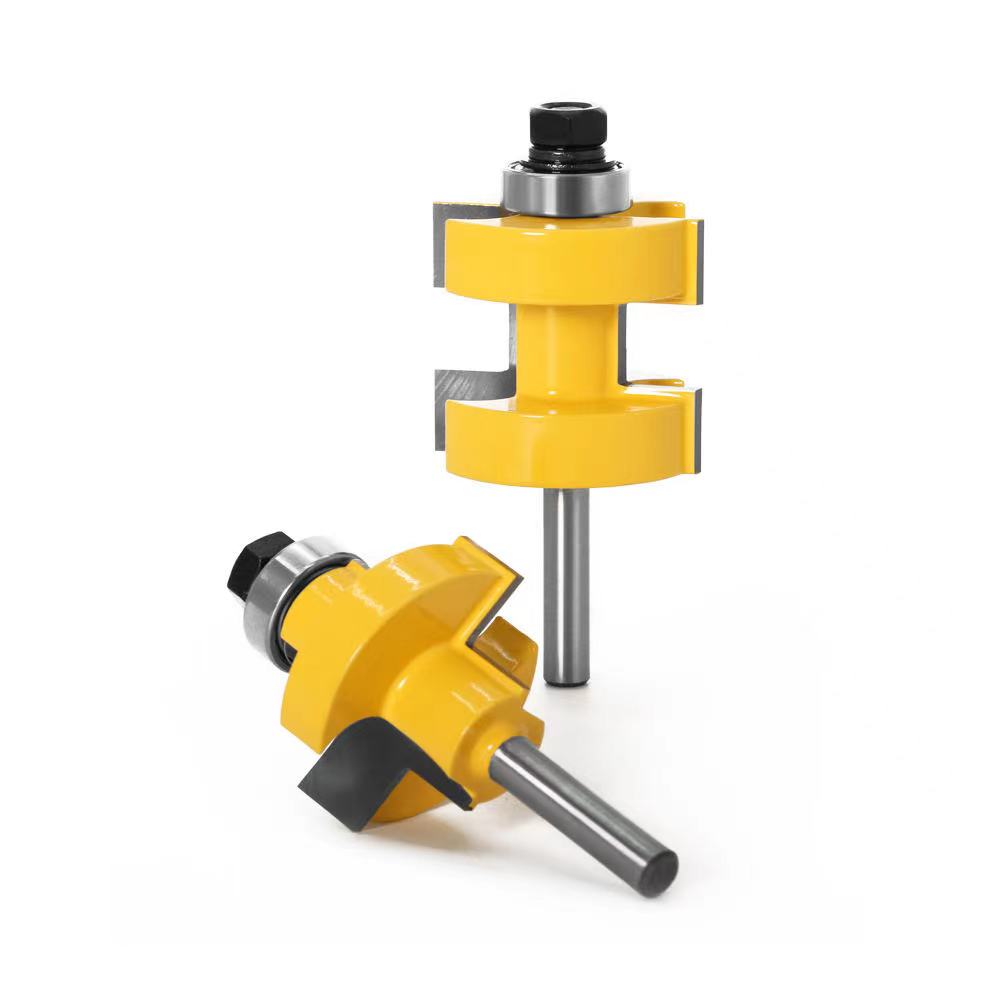 L-N235 2pc 8mm Shank High Quality Large Tongue &amp; Groove Joint Assembly Router Bit Set 42mm Stock Wood Cutting Tool