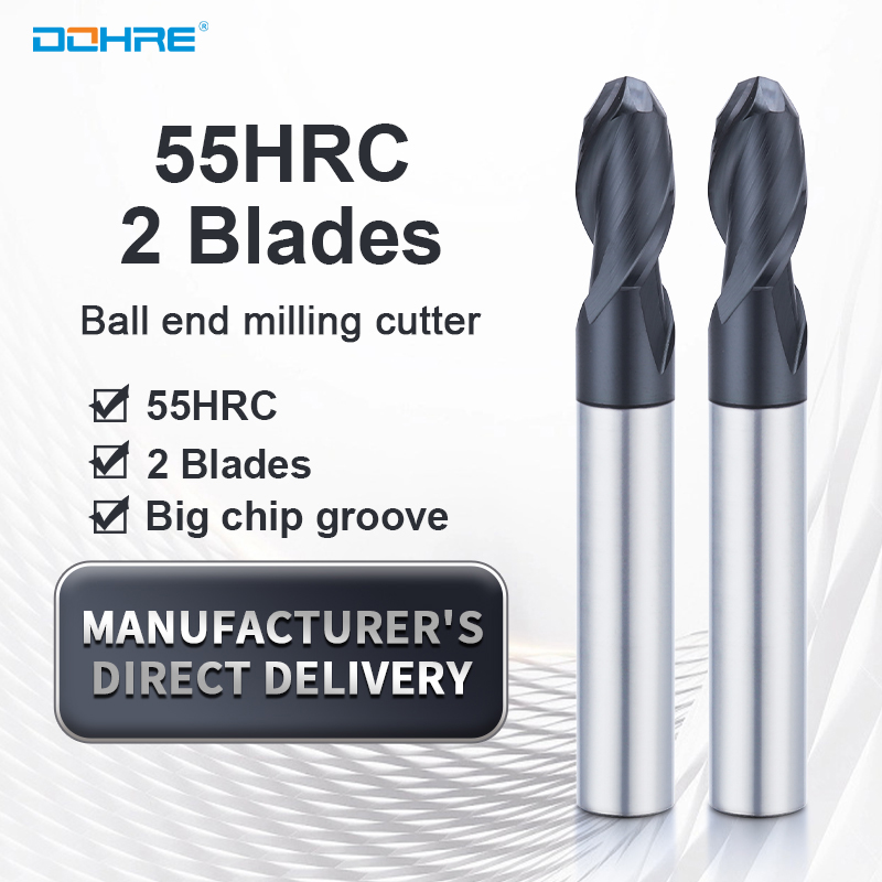 Dohre Hrc55 Long Lifespan Cnc Machine Cutting Tools 2 Flutes Ballnose End Mill