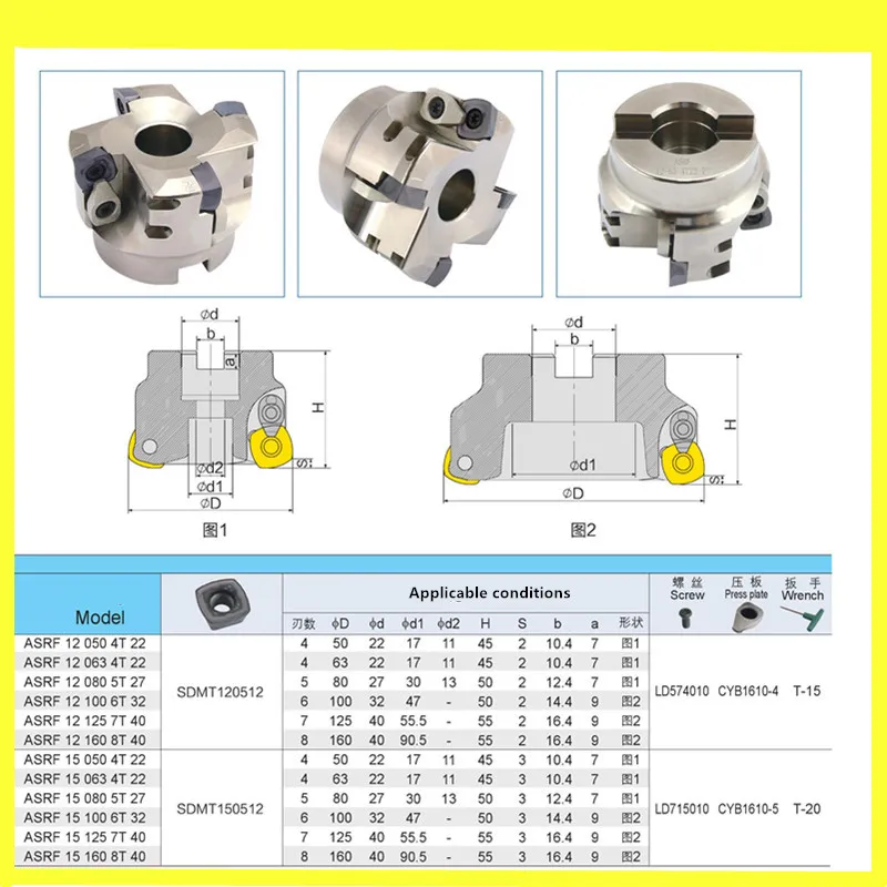 Asrf15-100-32-6t 6-Flute Indexable Face Milling Cutter