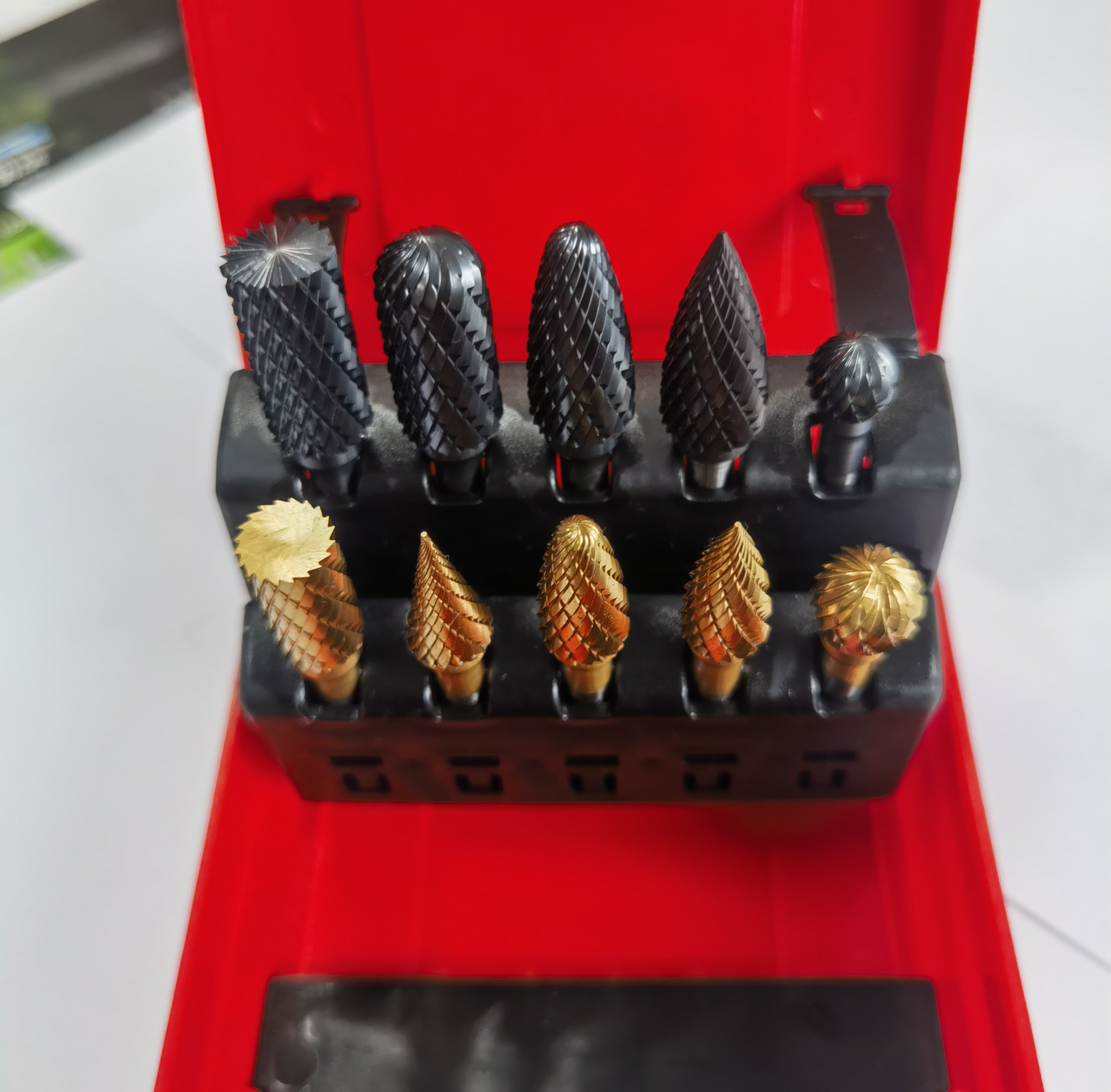 12mm 5 Pcs Carbide Burr Set with TIN and TIALN Coated PVD Tungsten Carbide Burrs Silver Copper Welding