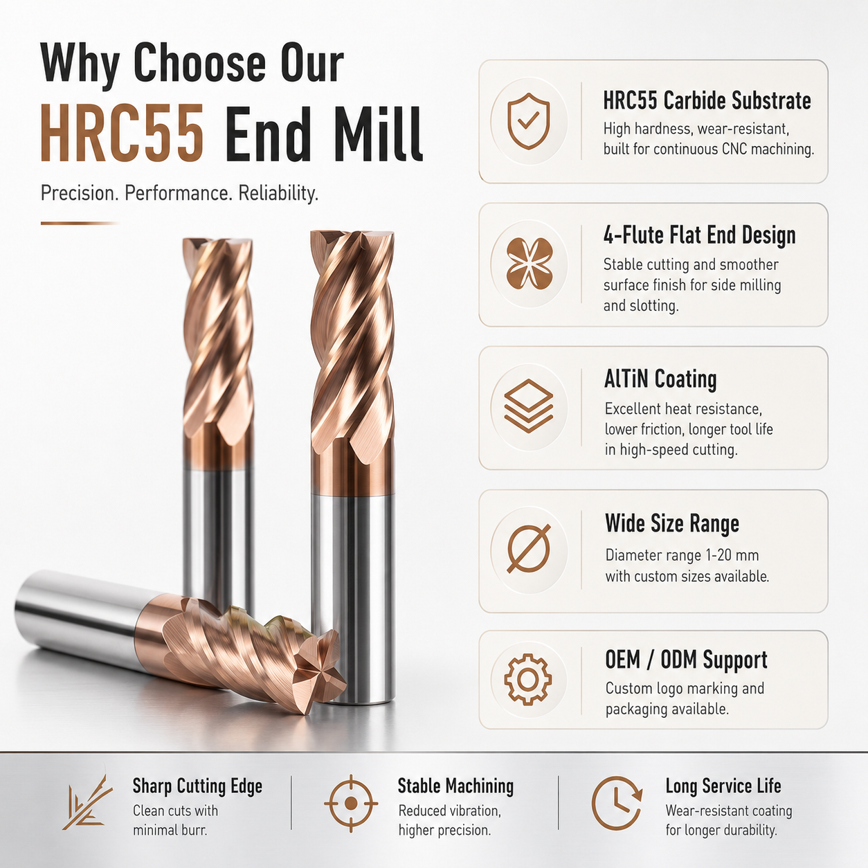 Carbide End Milling Cutter Titanium Alloy 3 8 12 16mm Tungsten Steel Milling Cutter 4 Edges Router Bit CNC Milling Tools