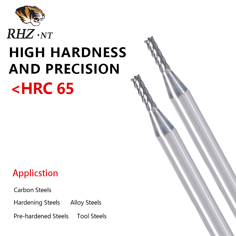 High Precision Hardness 65 4 Flute Carbide Milling Cutter TiAlN CrAlN Coating D2MM 4MM 8MM CNC Heat Resistant OEM ODM