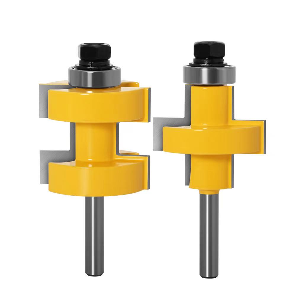 L-N235 2pc 8mm Shank High Quality Large Tongue &amp; Groove Joint Assembly Router Bit Set 42mm Stock Wood Cutting Tool
