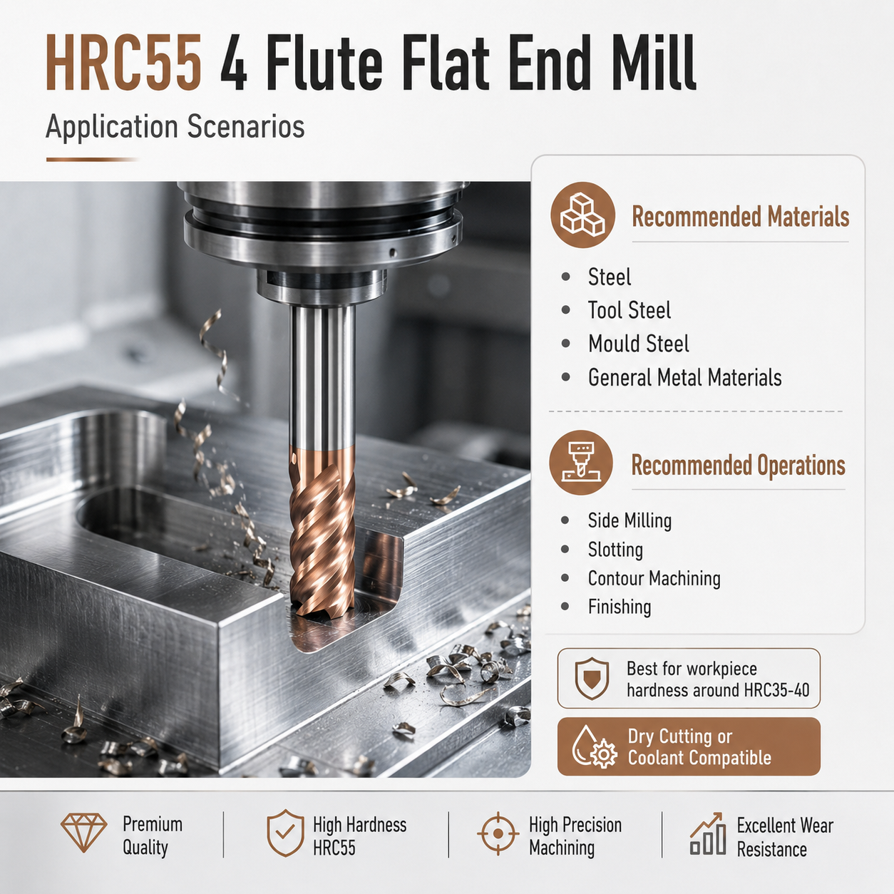 Carbide End Milling Cutter Titanium Alloy 3 8 12 16mm Tungsten Steel Milling Cutter 4 Edges Router Bit CNC Milling Tools