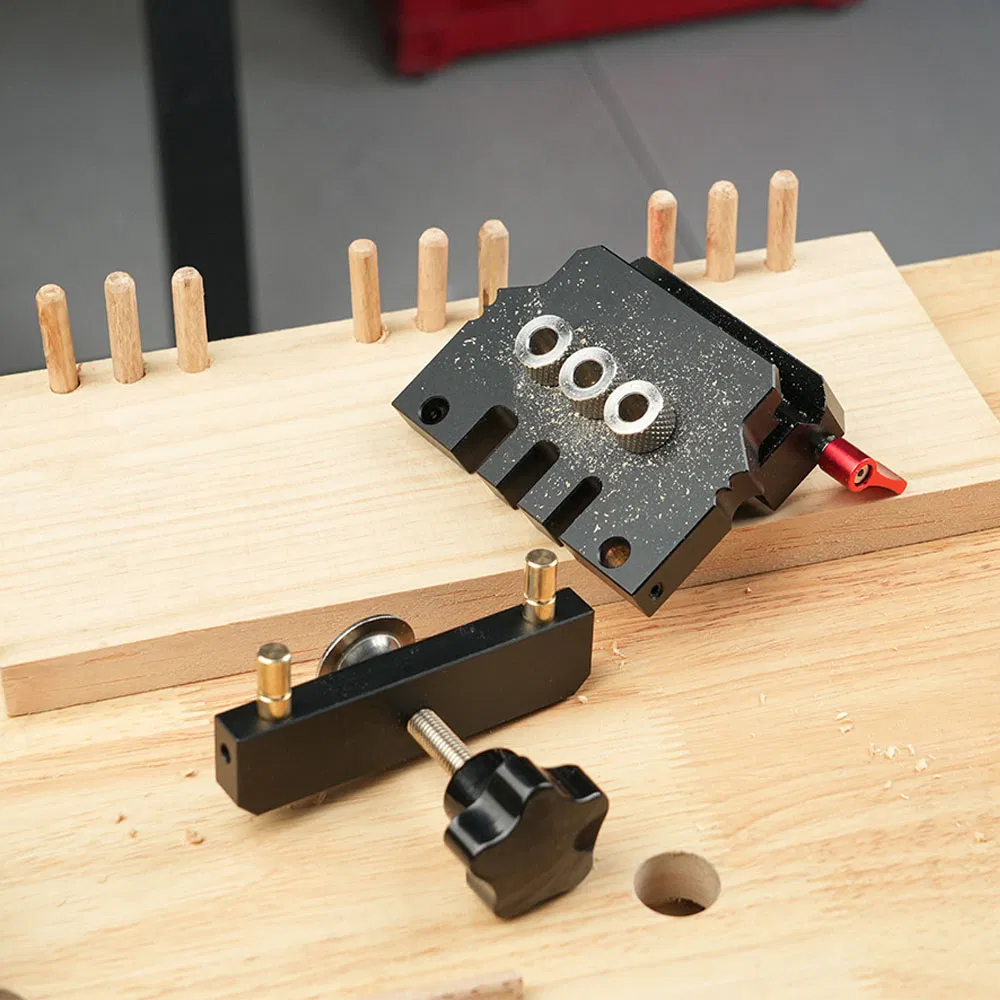 Professional Woodworking Dowel Jig - Auto-Align Drilling Guide System