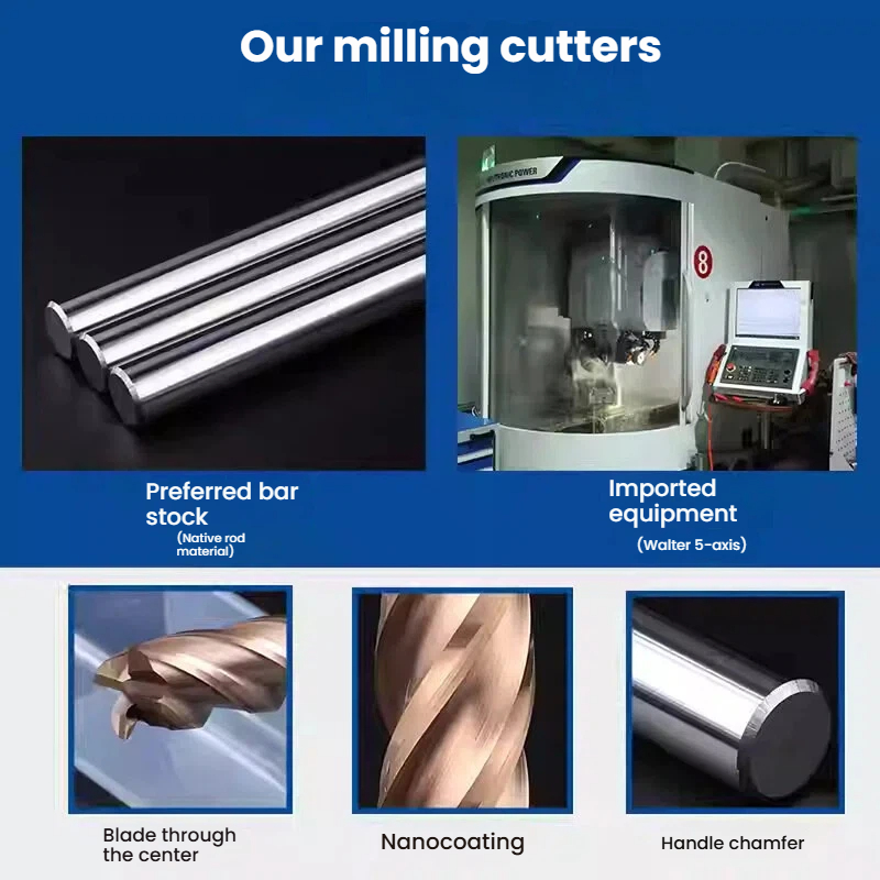 Miniature Micro Diameter Square End Mill Ultra Fine Tungsten Carbide Tin CNC Milling Cutter ODM OEM Precision Medical