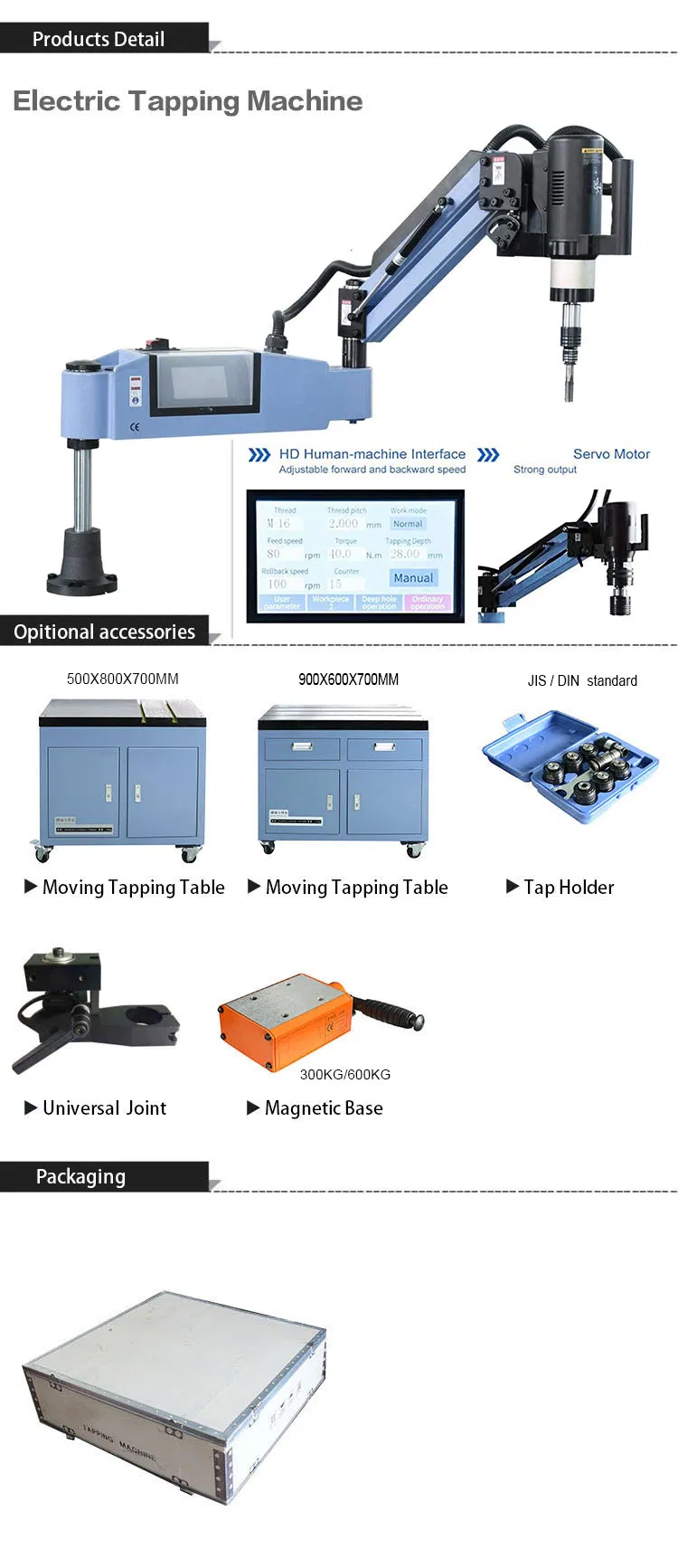 M6-M30 Electric Tapping System for Metal Threading and Hole Processing in Workshop
