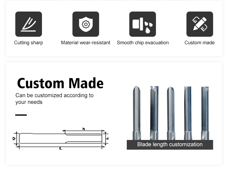 Double Flutes Straight Slot Cutter Details 2