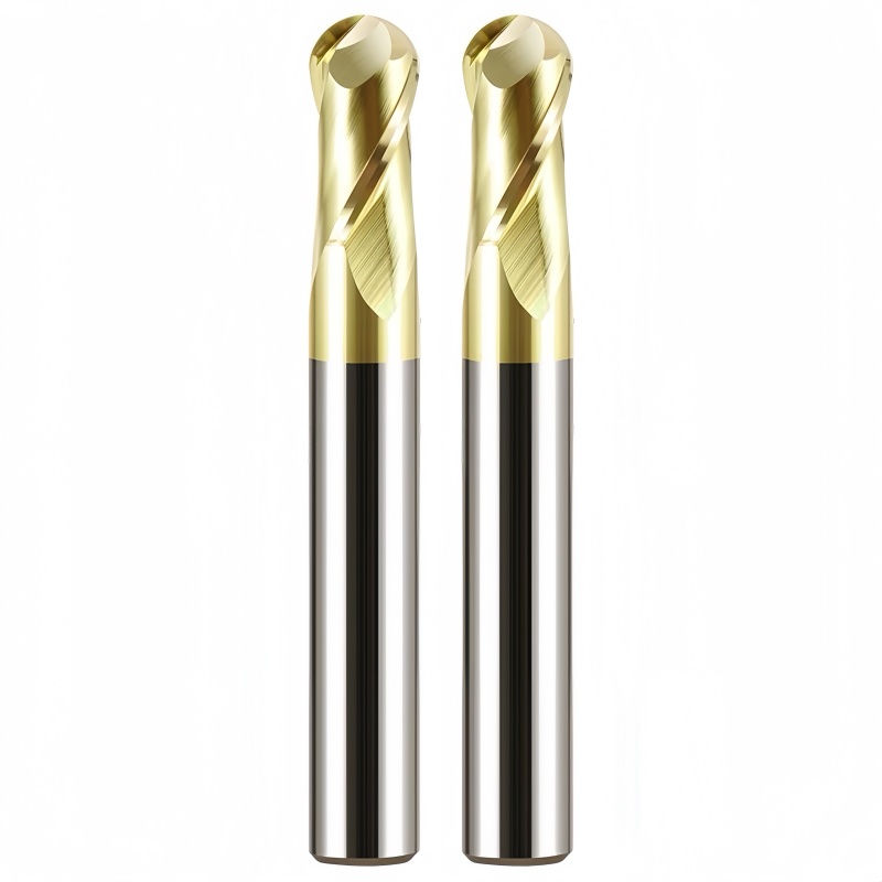 CNC Cutting Tool 68HRC Solid Carbide Ball Nose End Mill with Gold Coating, Specialized for Titanium Alloy
