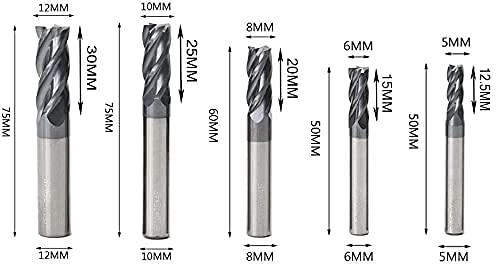 CNC End Mill Set Carbide Tungsten Steel 4-Flute Milling Cutter Titanium Coated Router Bits 2-12mm Straight Shank for CNC Router