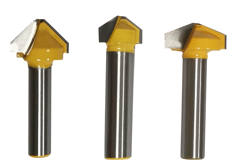 1/4 6 Shank Carbide 90 Degree ACM ACP Cutting Tools V Groove Router Bit Set for Aluminium