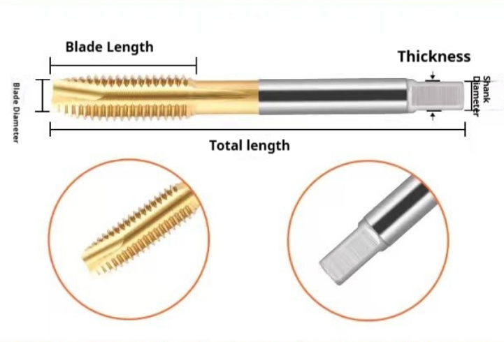 DESKAR TiN Coated German DIN Standard Cobalt HSS Right Hand Machine Tap M2-M7 HRC 60-65 for Stainless Steel