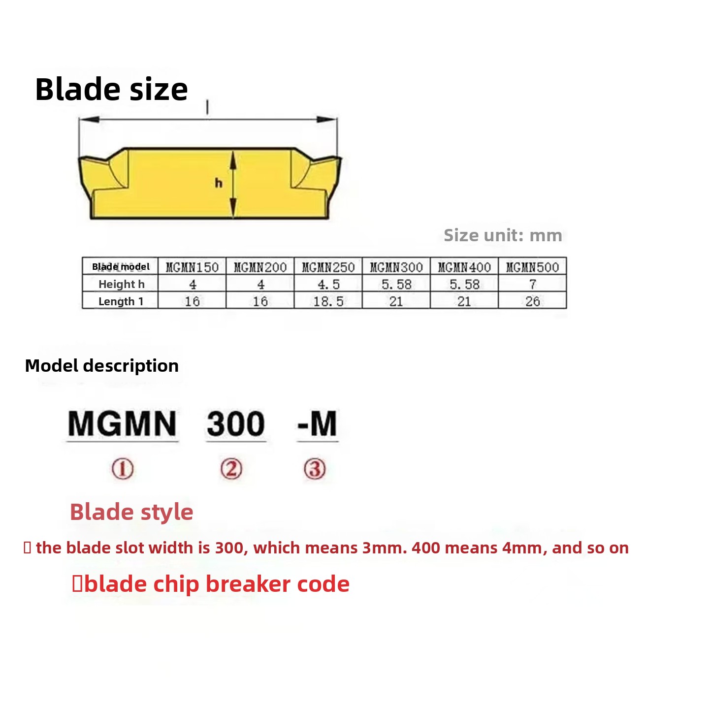 BOSSL CNC Slotting Blade Carbide MGMN200 MGMN300 MGMN500 MGMN400 Cutting Head