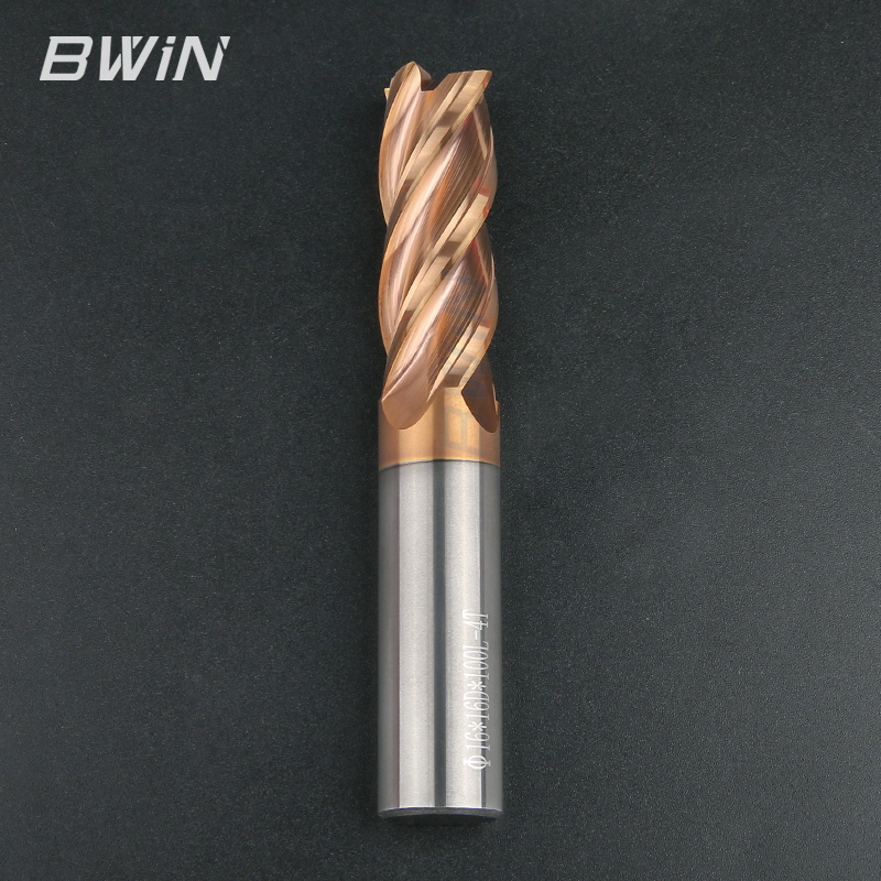 HRC55 Tungsten Carbide Square End Mill 4 Flute Flat EndMill For Alloy Steel TiSiN Nano Coated CNC Metal Cutting Tools