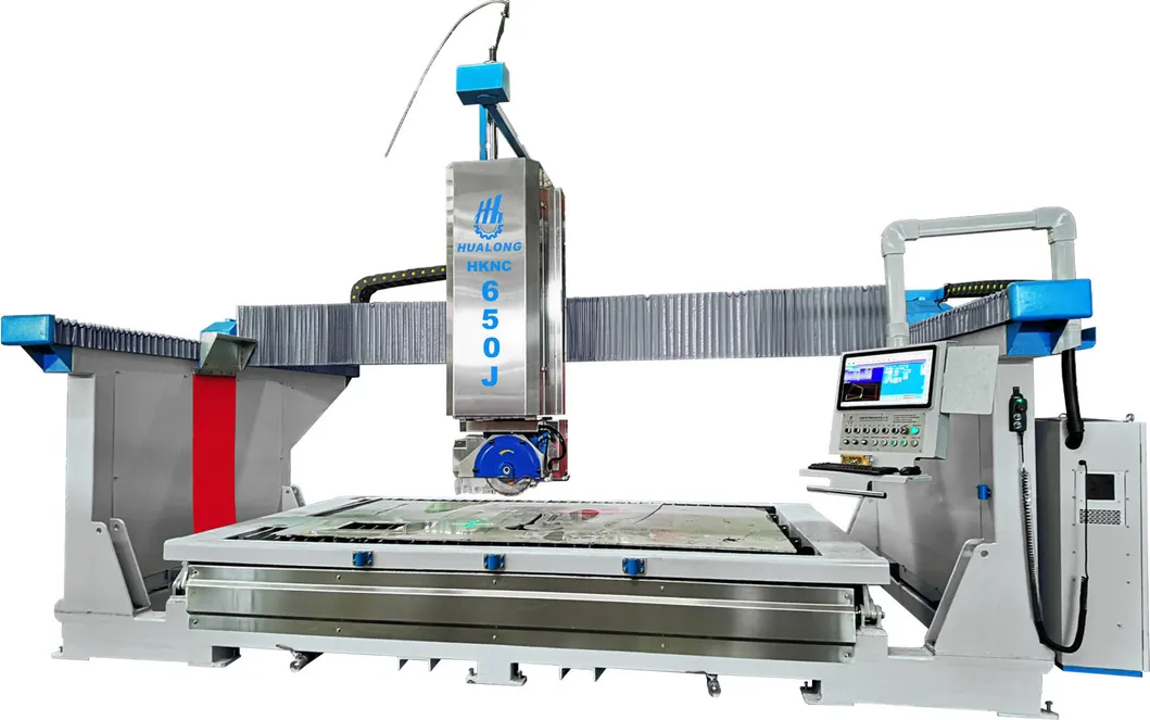5 Axis Stone Bridge Saw for Sink Cutting, Straight Profile Cutting with Control System CAD Cam Drawing Software
